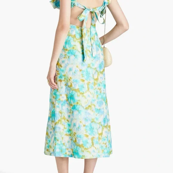 Zimmermann | Dresses | Zimmermann Ruffled Blue And Green Floral Midi Dress  | Poshmark